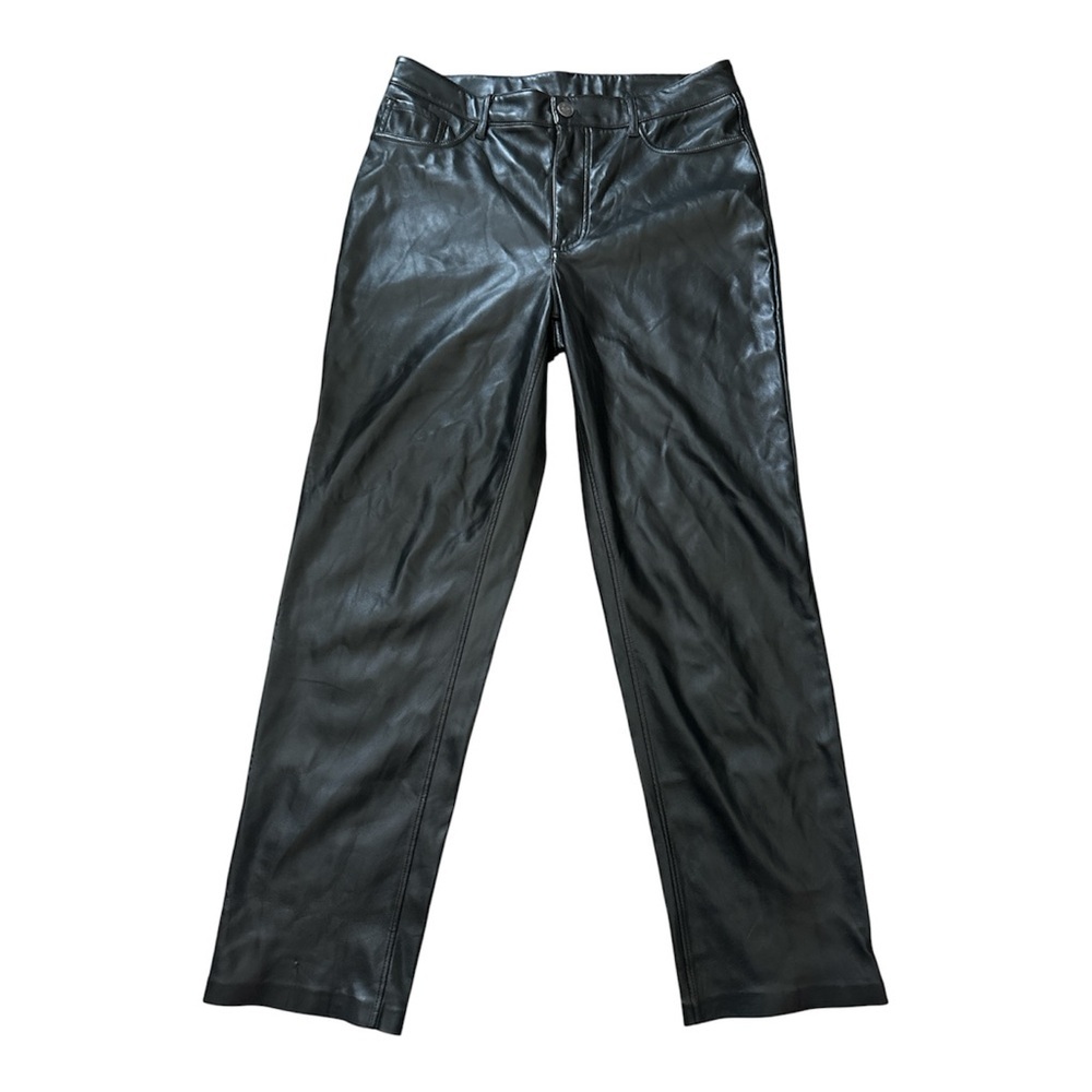JOIE VEGAN LEATHER FAUX SUEDE LINING BLACK STRAIGHT LEG PANTS SIZE 8